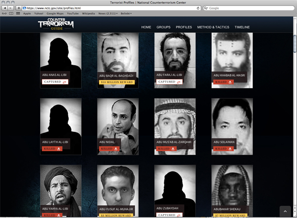 Abbildung 11: Counter Terrorism Guide  Website Screenshot, https://www.nctc.gov/site/profiles.html, Stand: 13.5.2016.
