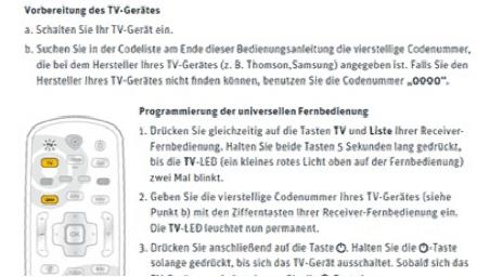 Abbildung 1: Ausriss aus einer Bedienungsanleitung einer Fernbedienung